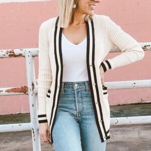 CAbi Radcliffe Cardigan Ribbed Preppy Classic Capsule Varsity Y2K Slim Old Money